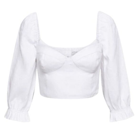 Aritzia Wilfred Vilette linen milkmaid puff sleeve blouse - Picture 2 of 8